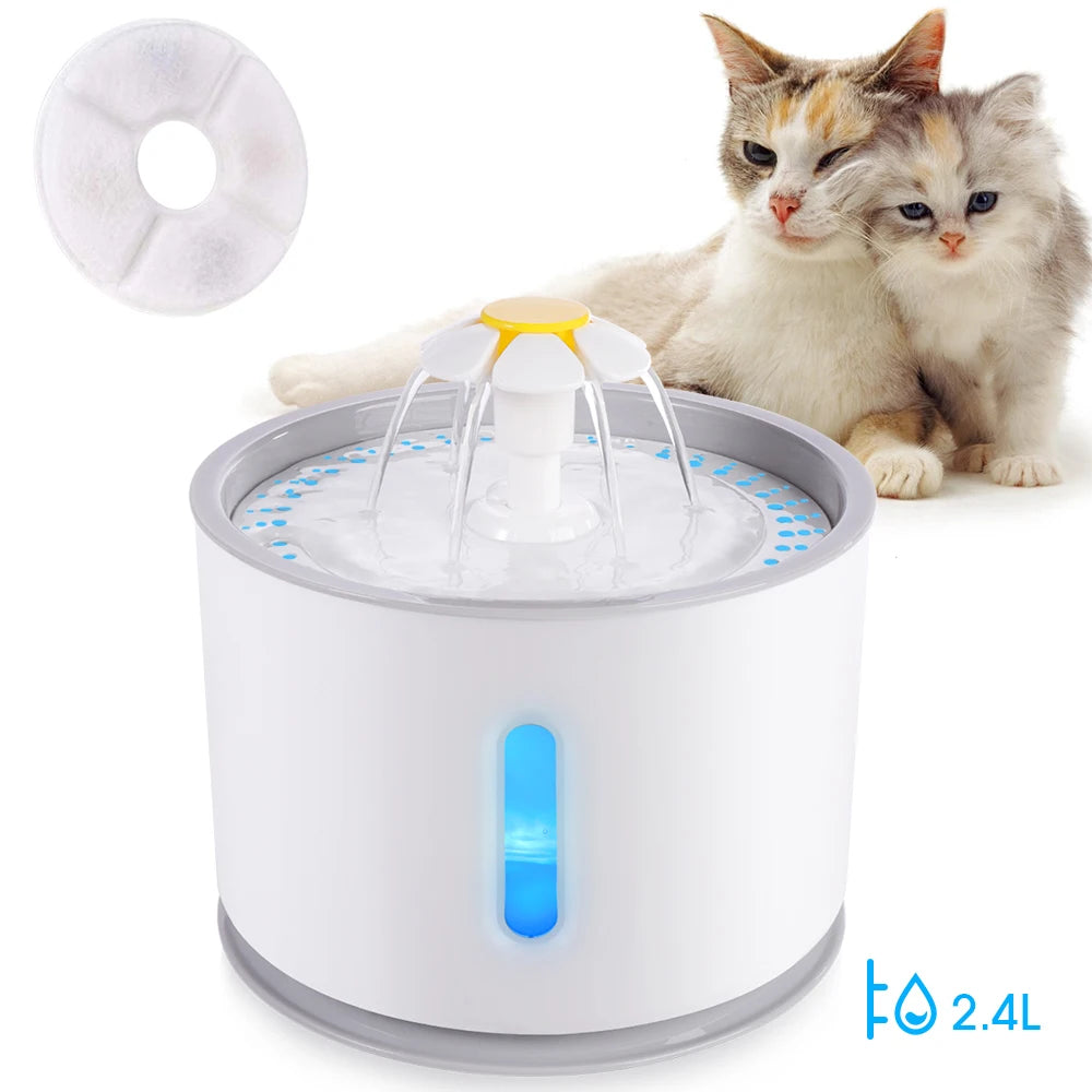 Automatic Pet Cat Water Fountain with LED Lighting