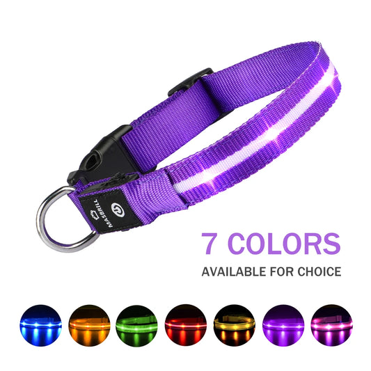 LED Dog Cat Collar Luminous Safety Glow Necklace Flashing Lighting Up - Bark & Meow Emporium