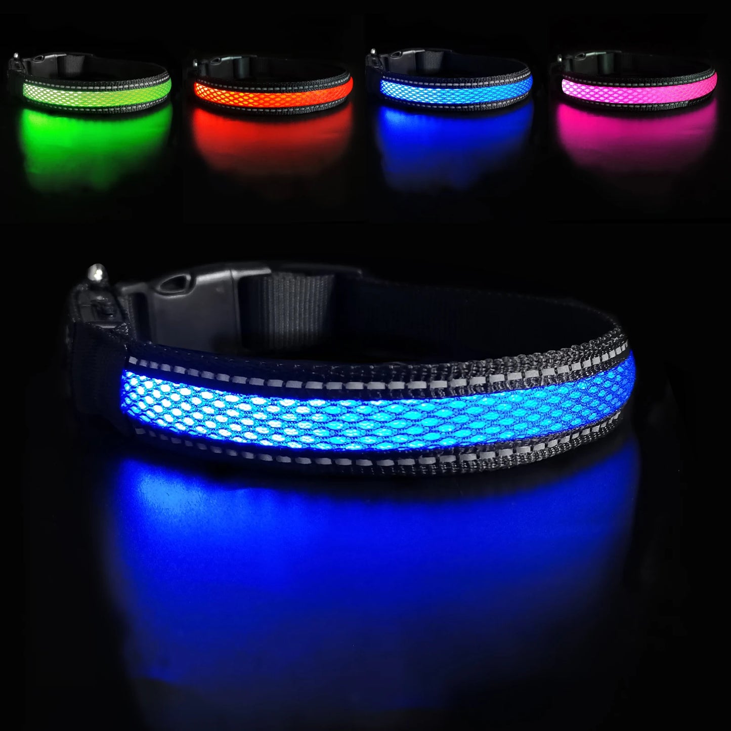 Flash Night Safety LED Glow Waterproof Dog Harness Collars - Bark & Meow Emporium