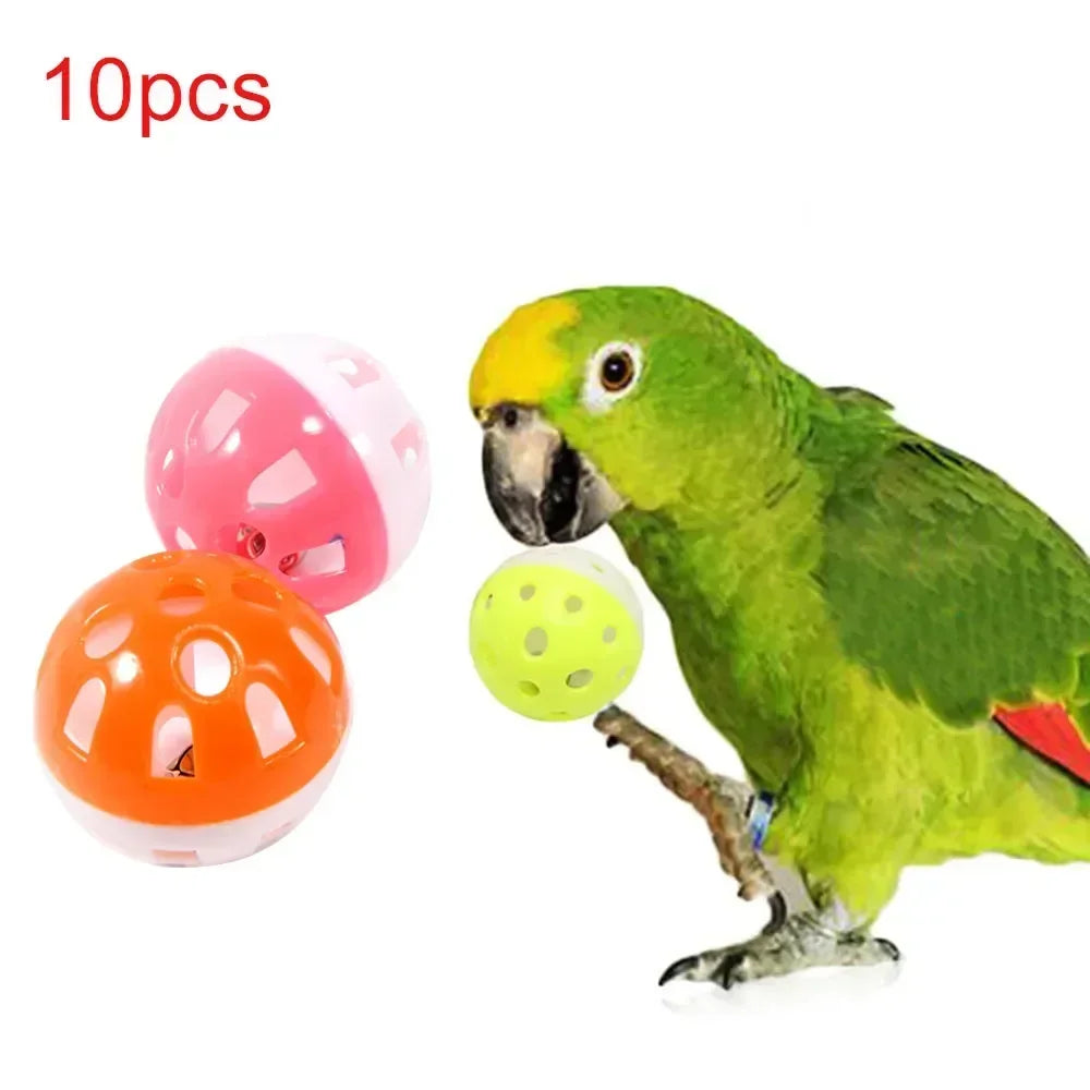 New 10pcs Pet Parrot Toy Colorful Hollow Rolling Bell Ball - Bark & Meow Emporium