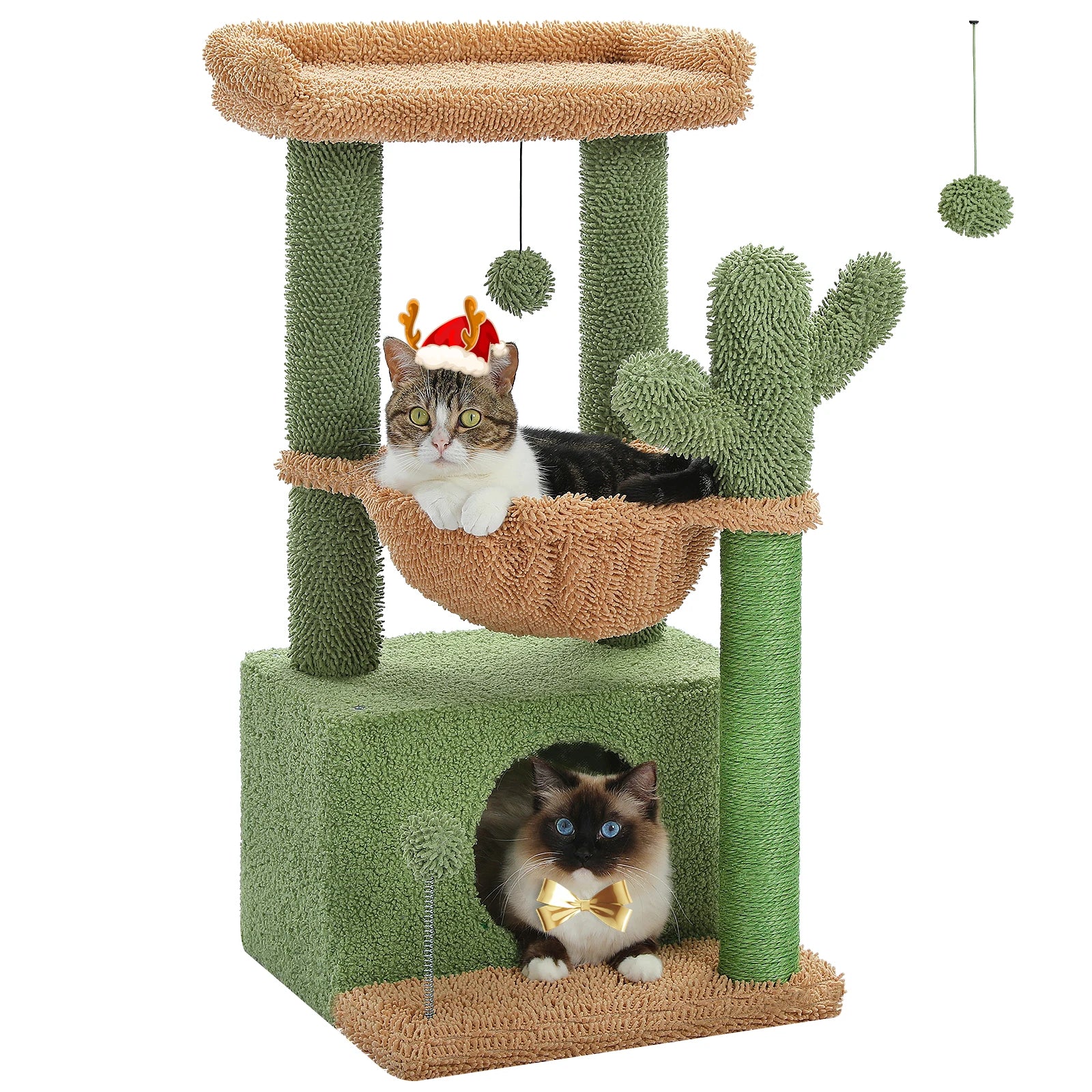 Cactus Cat Tree for Indoor with Scratching Posts & Pad - Bark & Meow Emporium