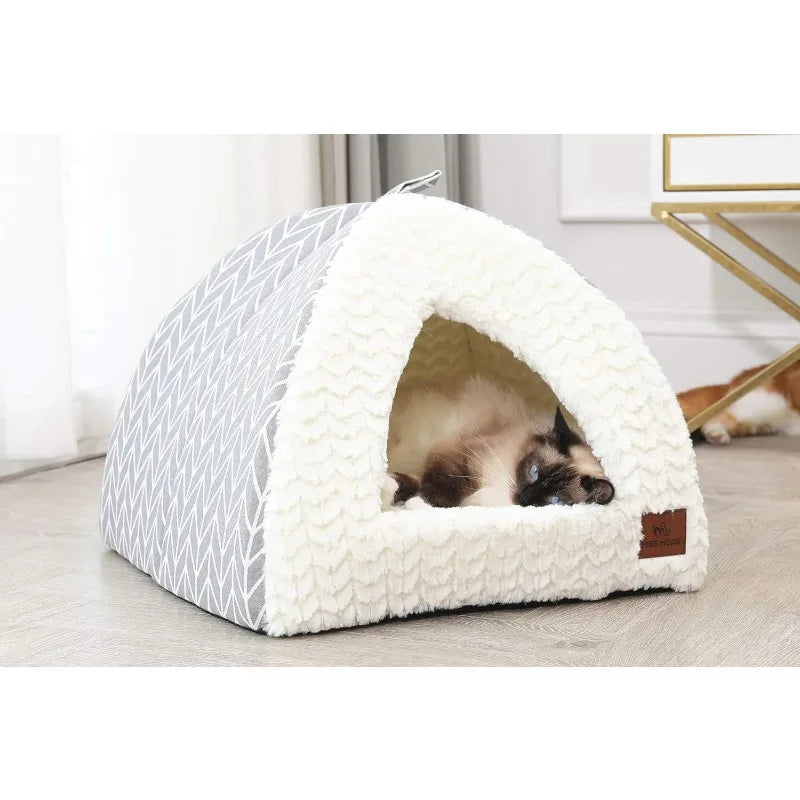 Tent Bed for Indoor Cat Machine Washable,Removable Cushion Cover - Bark & Meow Emporium