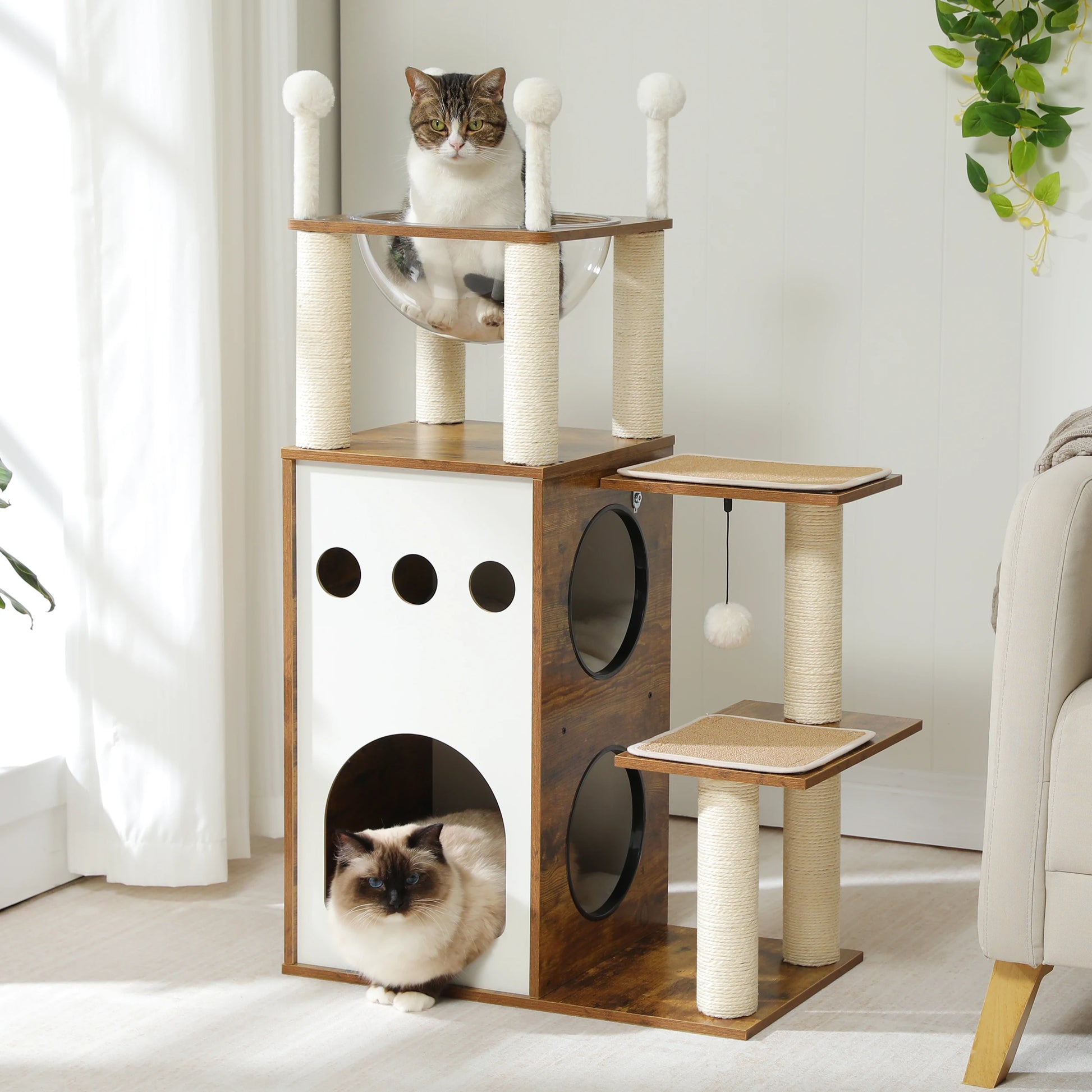 Modern Cat Tree Furniture with Cat Scratching Posts - Bark & Meow Emporium