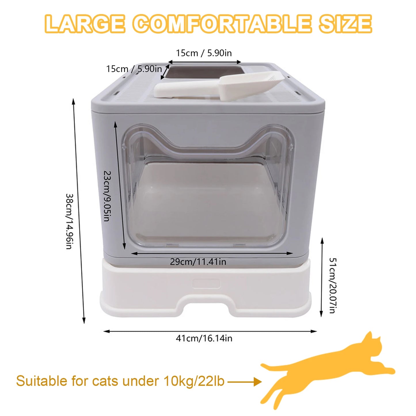 Foldable Cat Litter Box PP+PC Gray Pet Supplies - Bark & Meow Emporium