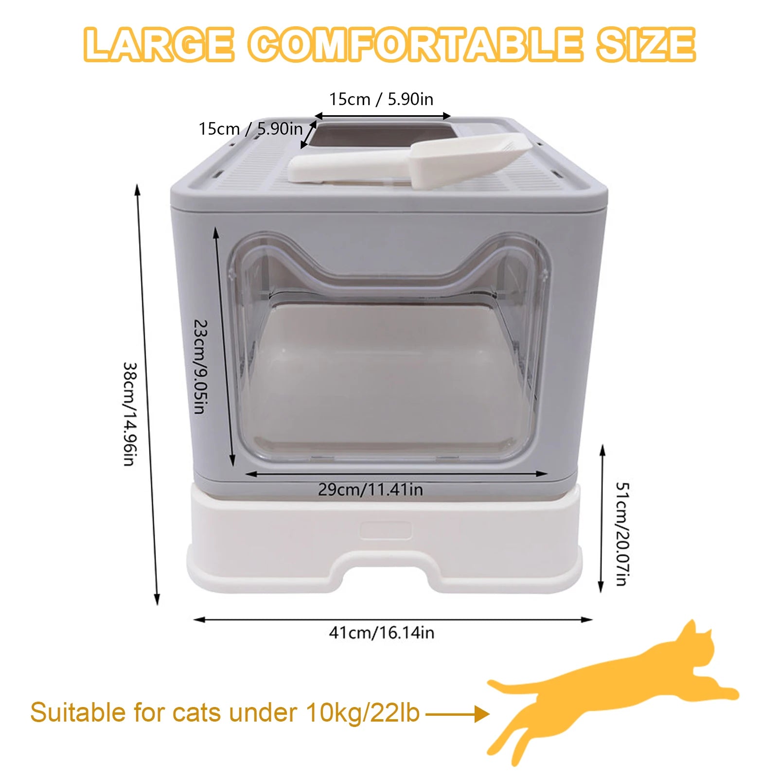 Foldable Cat Litter Box PP+PC Gray Pet Supplies - Bark & Meow Emporium