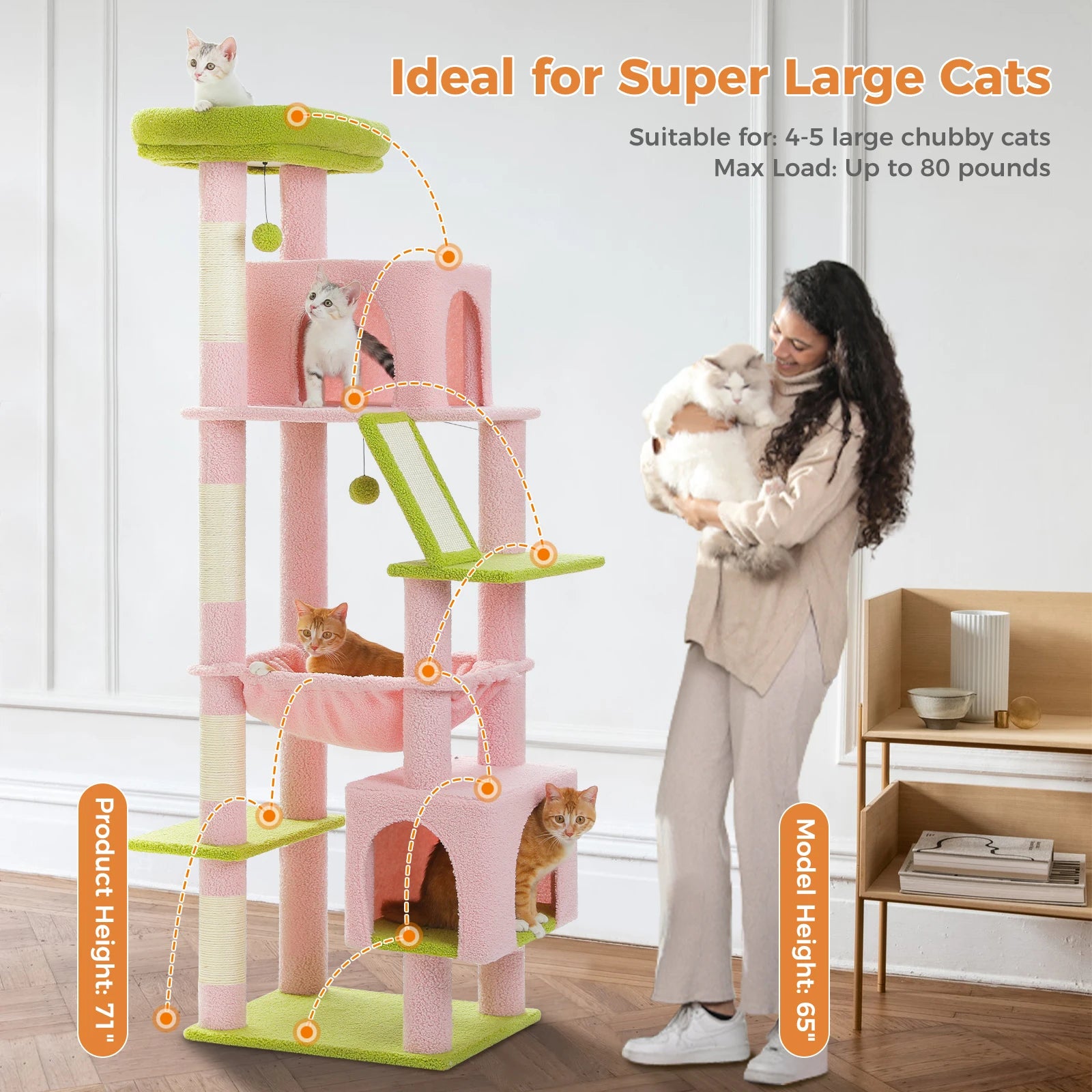 Multi-level Cat Tree House Furniture with 2 Big Condo Pad Bed - Bark & Meow Emporium