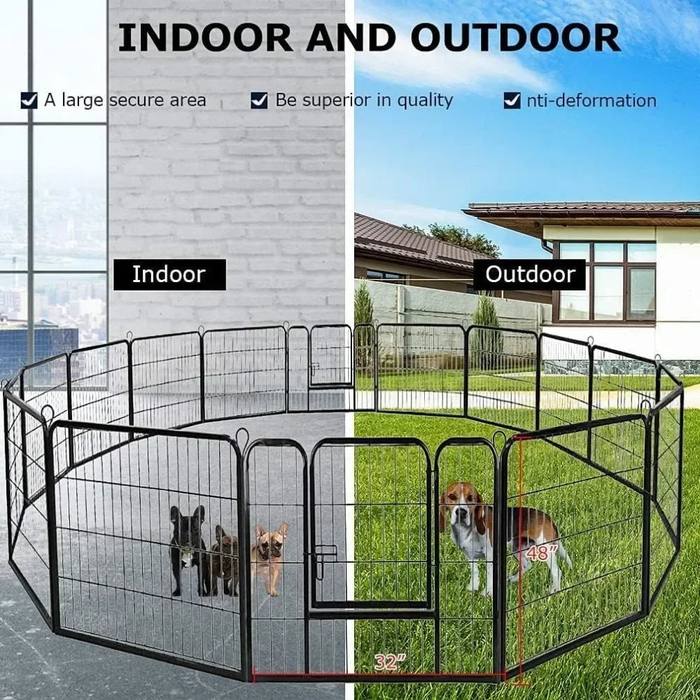 Dog Playpen Pet Dog Fence 40 Inch Height 16 Panels Metal - Bark & Meow Emporium