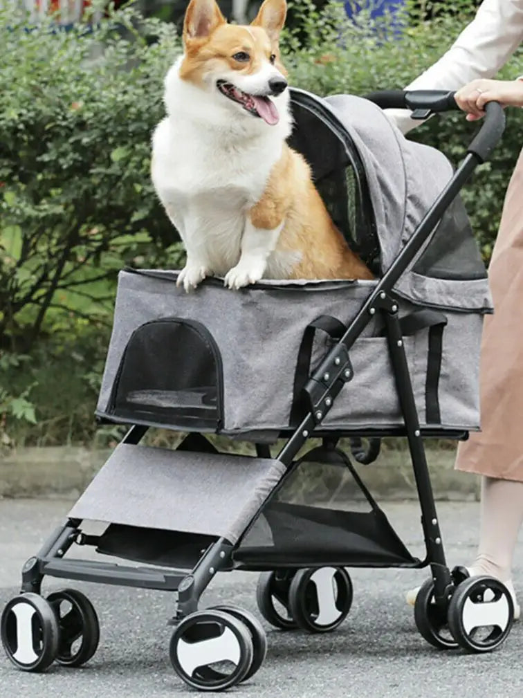 Pet Stroller Large 4 Wheel  with Mesh Windows