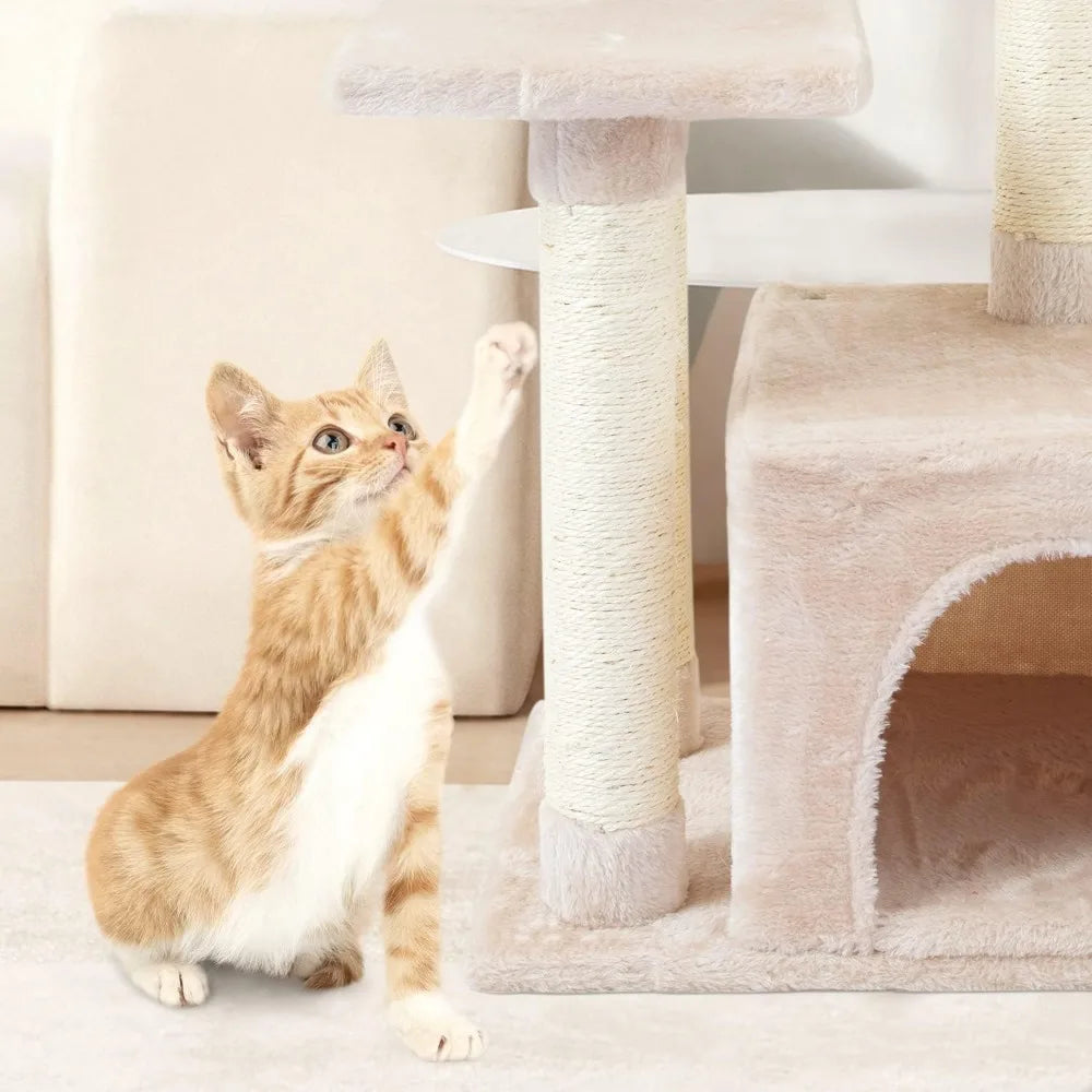 Cute  Cat Tree Tower  with Scratching Posts - Bark & Meow Emporium