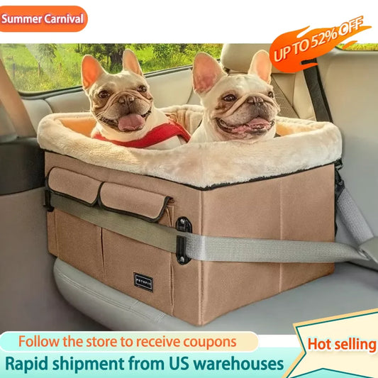 Booster Seat for Medium Dogs or 2 Small Dogs With Buckles - Bark & Meow Emporium