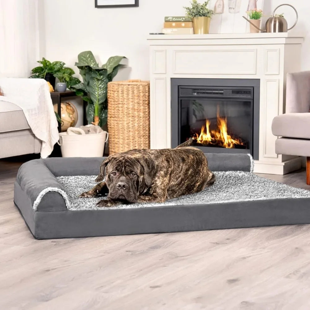 Large Dog Bed with Removable Bolsters & Washable Cover - Bark & Meow Emporium