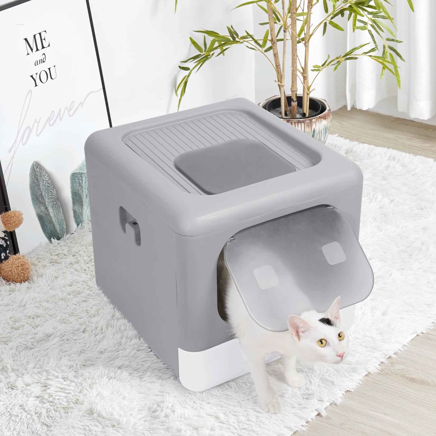 Cat Litter Box with Scoop and Tray Sifting Enclosed - Bark & Meow Emporium