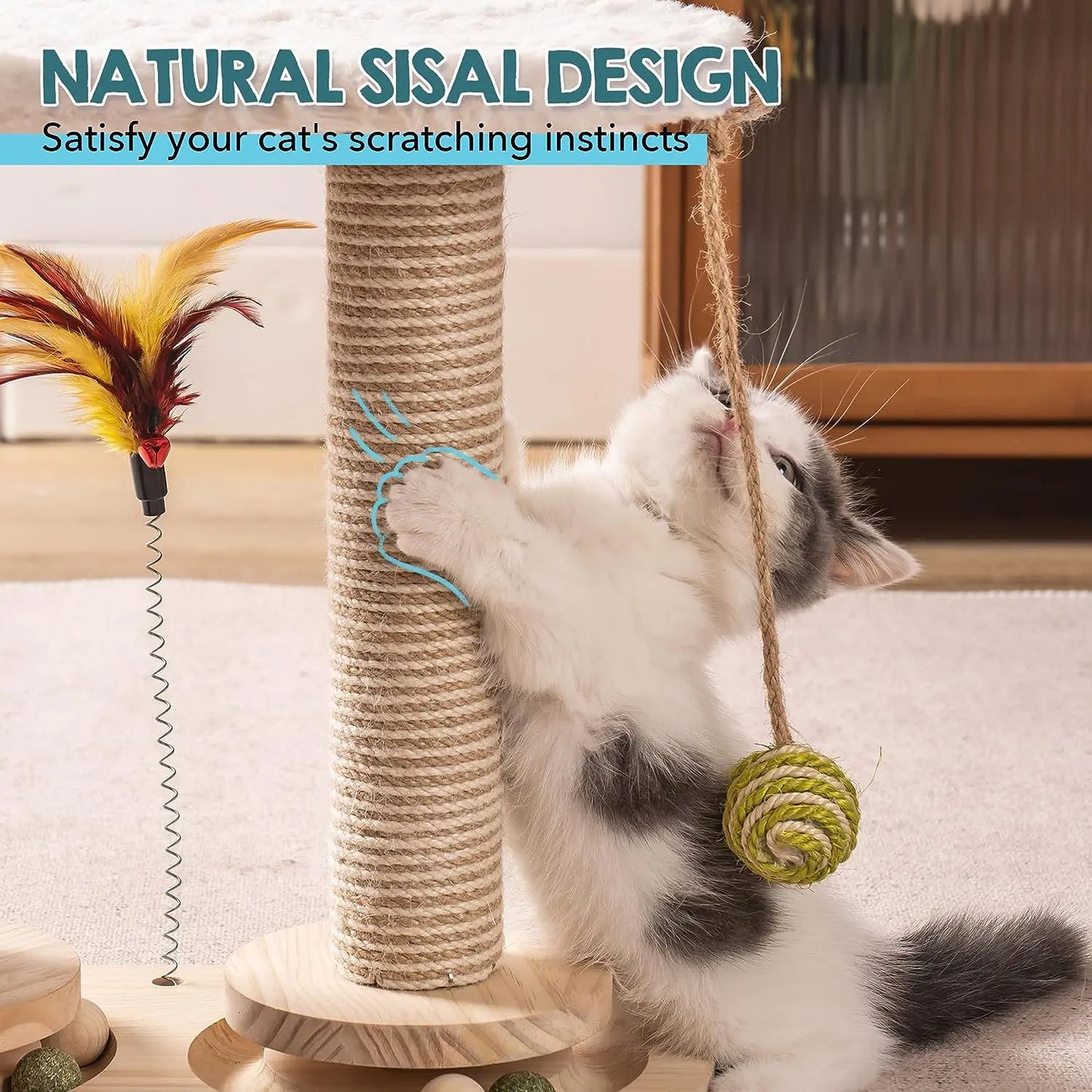 Rest Natural Sisal Scratcher Interactive Cat Toys - Bark & Meow Emporium