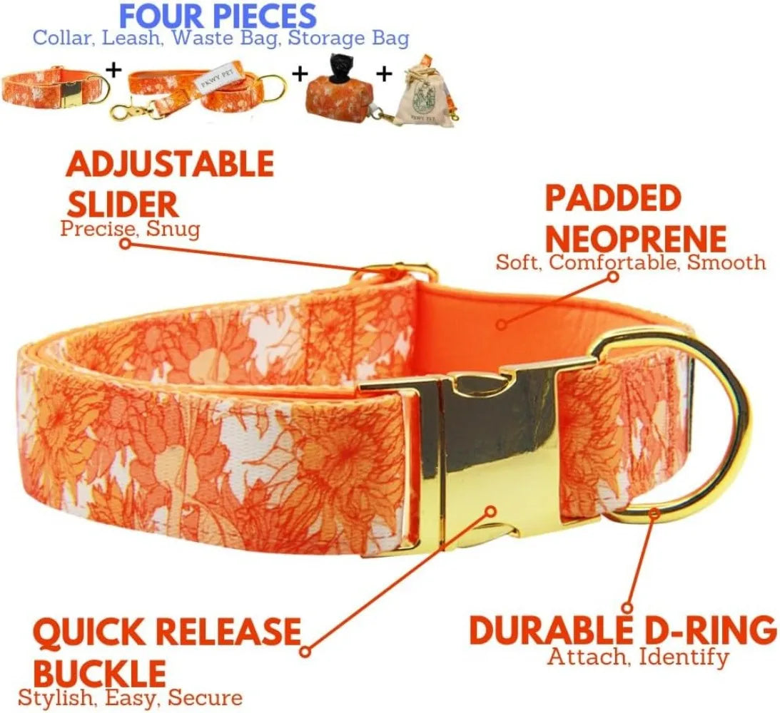 Matching Dog Collar and Leash Set Comes with Waste Bag and Storage Bag Premium Durability