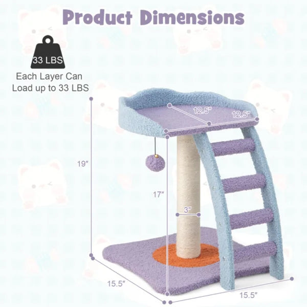 Purple Climbing Post Large Cat Tower Toy - Bark & Meow Emporium