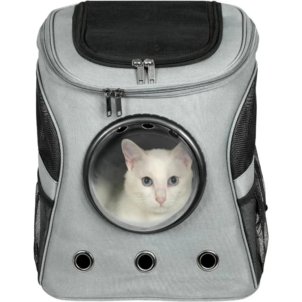 Pet backpack with breathable mesh replaceable windows