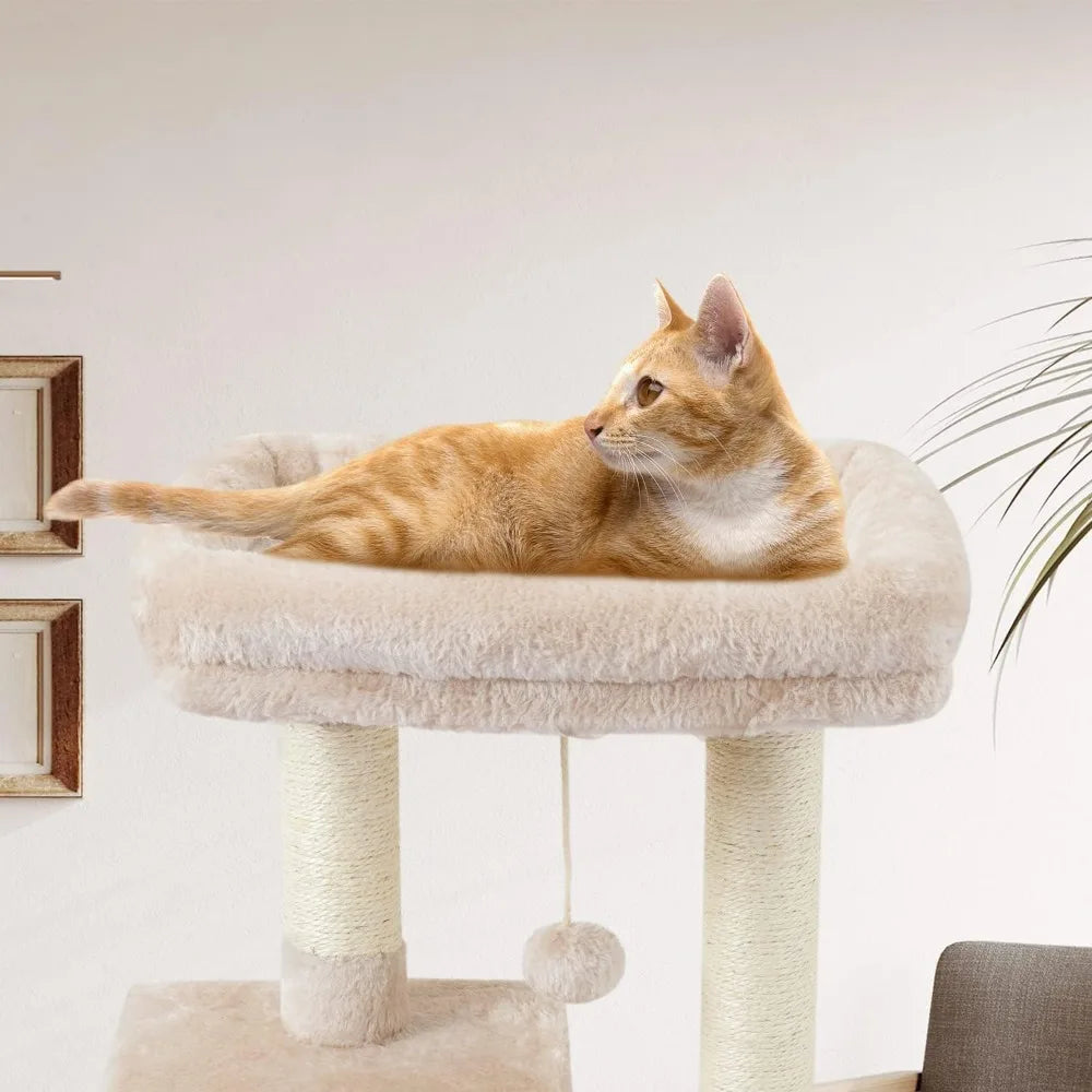 Cute  Cat Tree Tower  with Scratching Posts - Bark & Meow Emporium