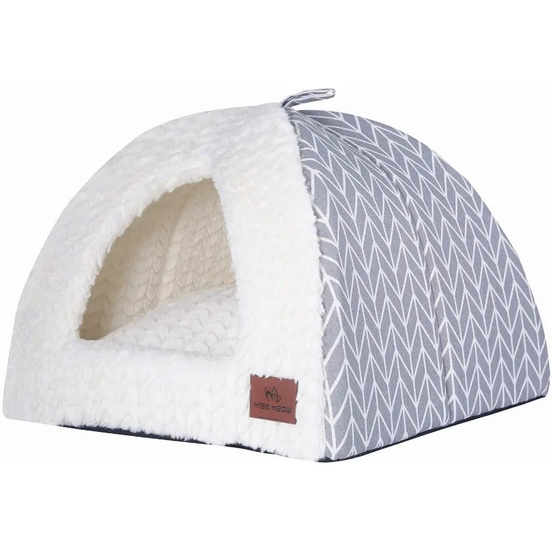 Tent Bed for Indoor Cat Machine Washable,Removable Cushion Cover - Bark & Meow Emporium