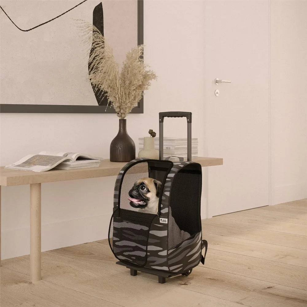 Pet Carrier Trolley for Travel with Shock Absorbent Wheels