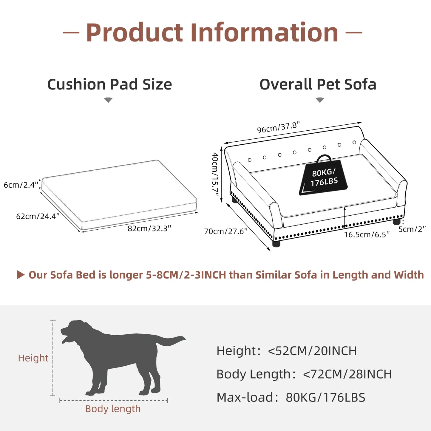 Elevated Dog Bed Sofa Microfiber Leather Cover - Bark & Meow Emporium