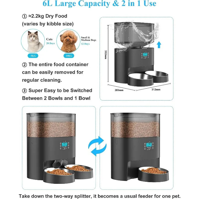 HoneyGuaridan 6L Smart Automatic Pet Feeder