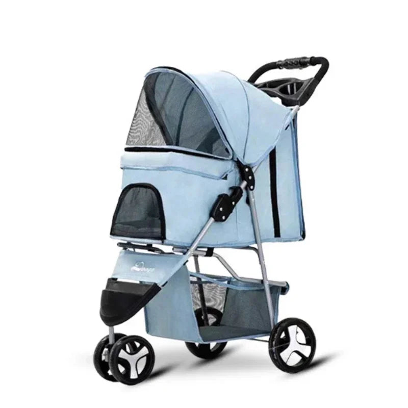 Three Wheeled Pet Stroller Foldable Small and Medium-sized