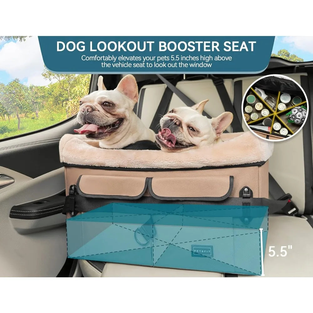 Booster Seat for Medium Dogs or 2 Small Dogs With Buckles - Bark & Meow Emporium