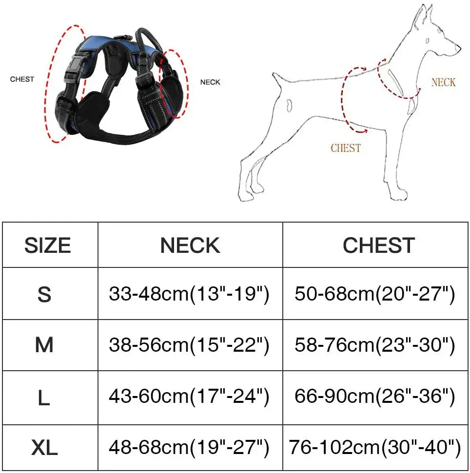 Adjustable Reflective Dog Vest Harness  Sizes 