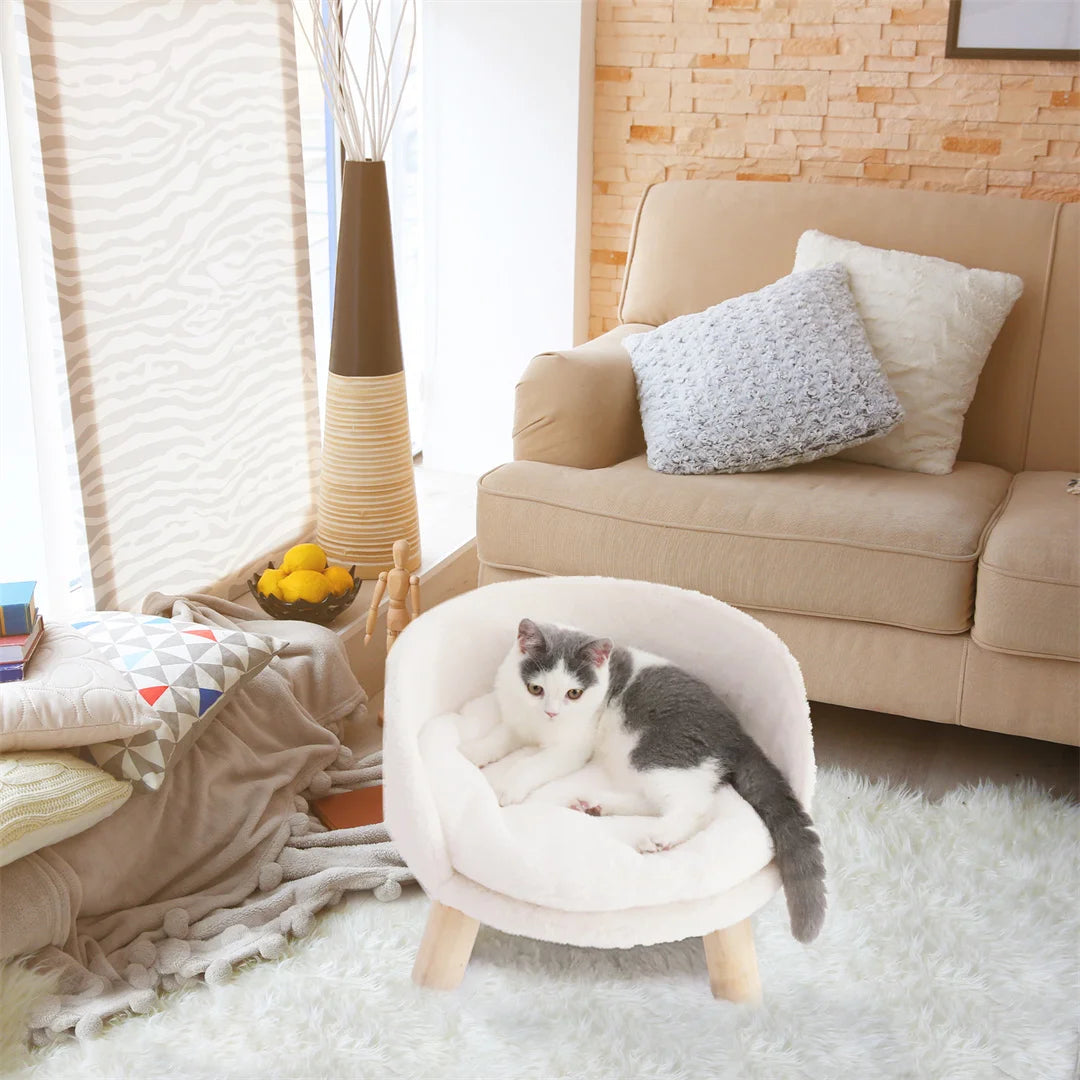 Luxury Pet Bed Soft Warm Plush Fabric Nesting Chair - Bark & Meow Emporium