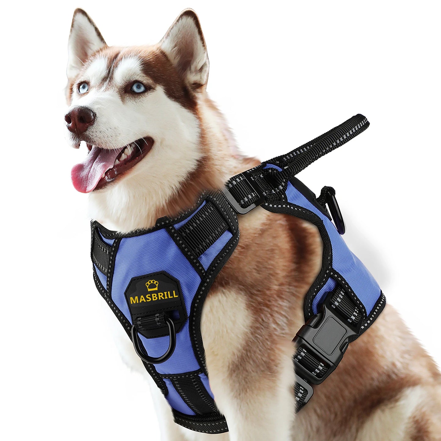 Adjustable Reflective Dog Vest Harness 2 Metal Leash Hooks Easy Control Handle Walking 