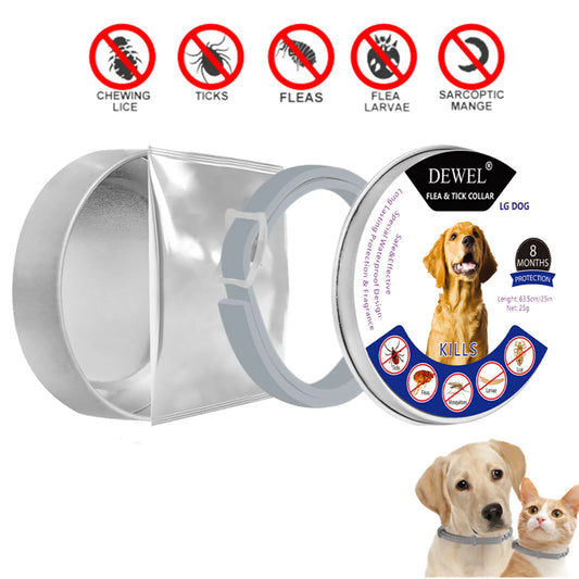 Anti Flea Ticks Collar for Cat Dog Outdoor Adjustable Pet Accessories Repels Mosquitoes 8 Months Protection - Bark & Meow Emporium