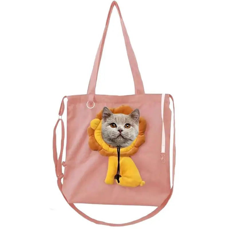 Soft Pet Carriers Portable Lion Cat Bag Breathable Bag Cat Dog Carrier Bags With Safety Elastic Cord Outgoing Travel Pet Handbag