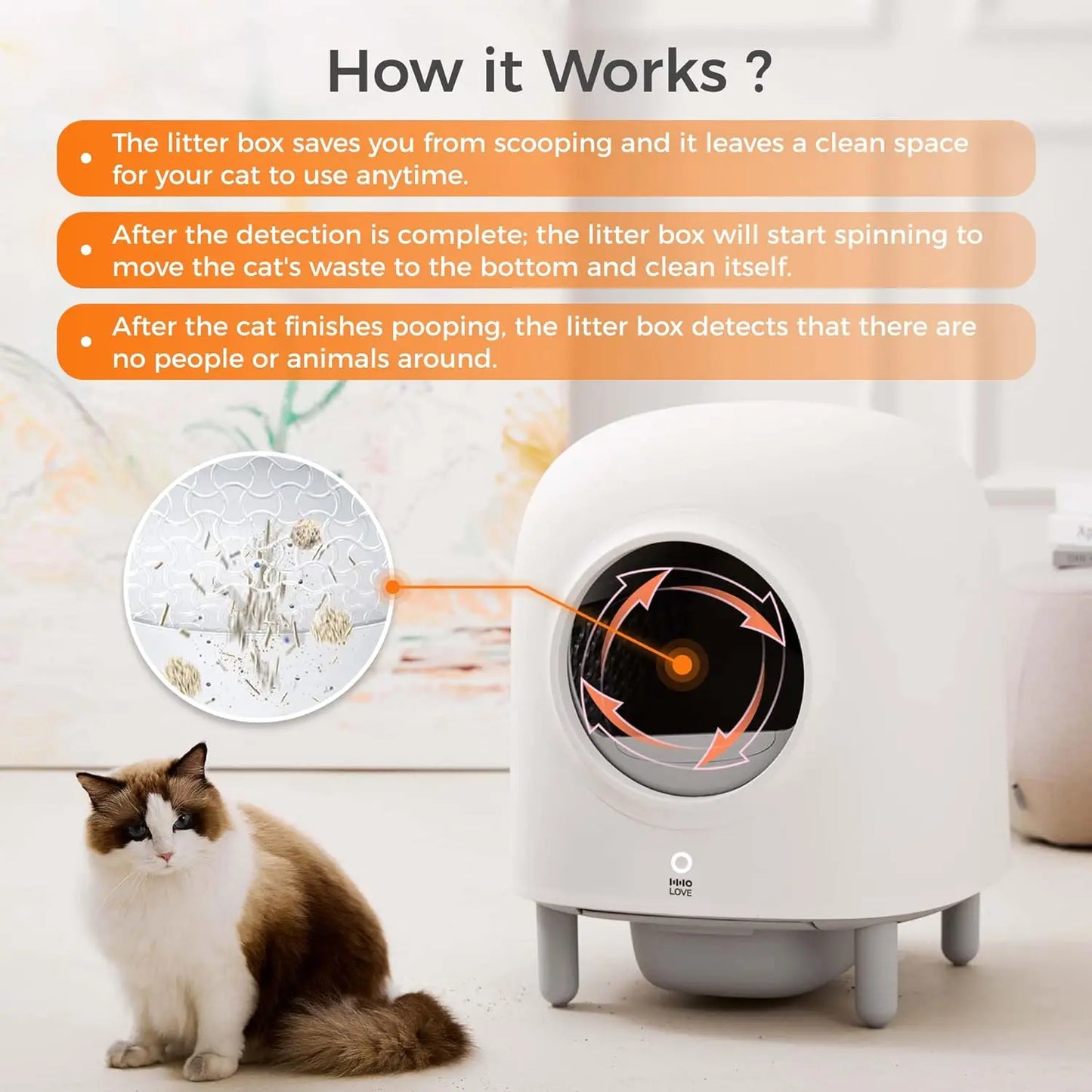 Self Cleaning Automatic Cat Litter Box with APP Remote