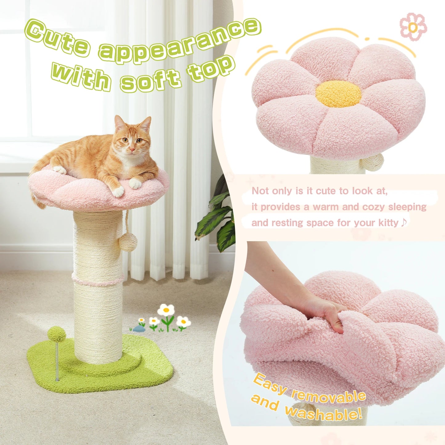 Small Cat Tree Flower  Scratching Post - Bark & Meow Emporium