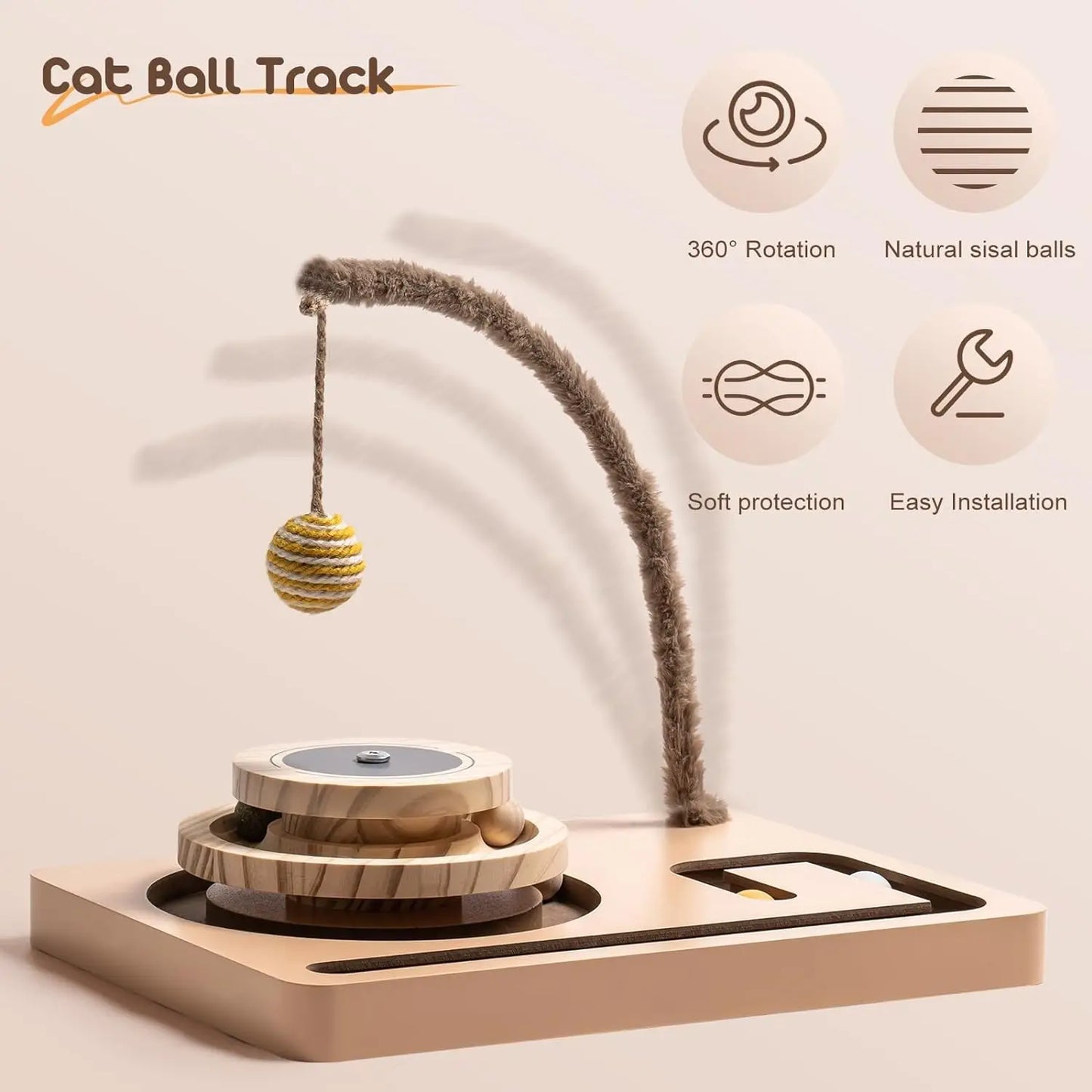 Cat Toy Roller 2-layer Turntable & Play Track with Interactive Hanging Balls and Catnip - Bark & Meow Emporium