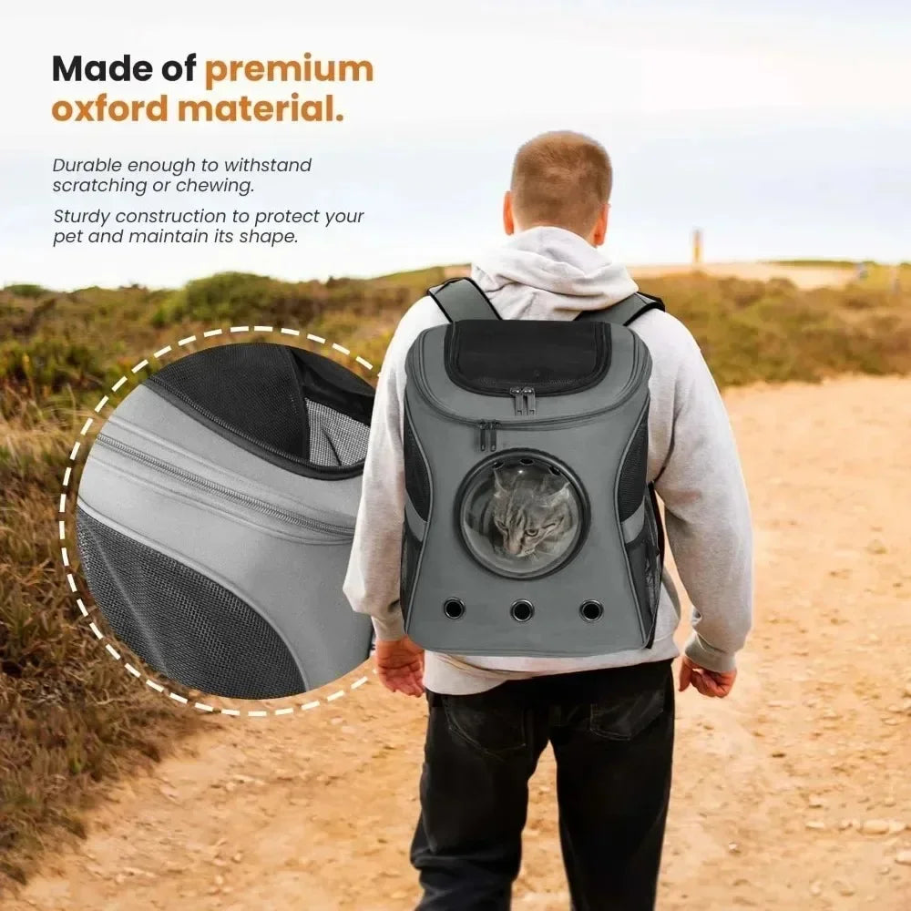 Pet backpack with breathable mesh replaceable windows