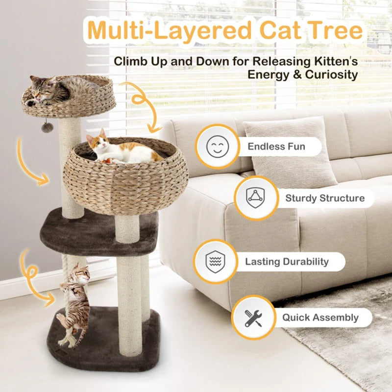 Natural Wood Material Stable Structure Pet Cat Scratchers Toy - Bark & Meow Emporium