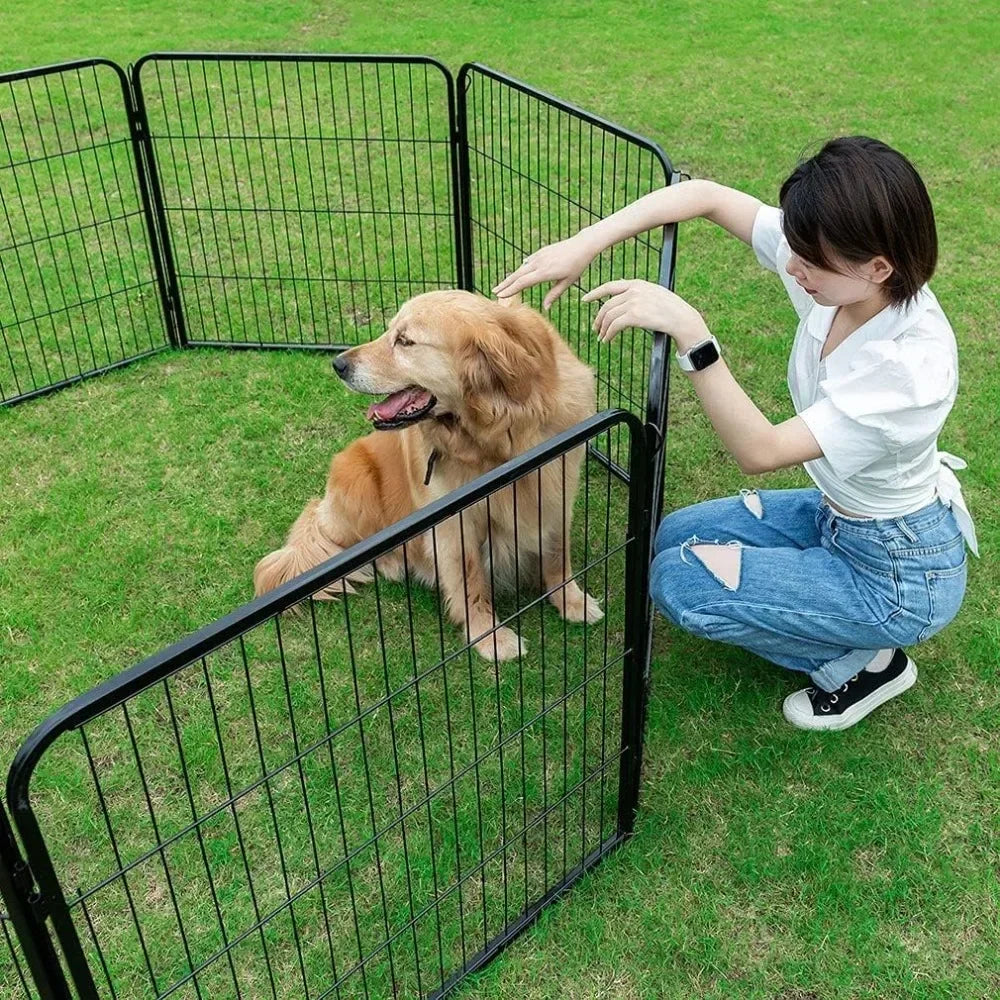 Dog Playpen Pet Dog Fence 40 Inch Height 16 Panels Metal - Bark & Meow Emporium