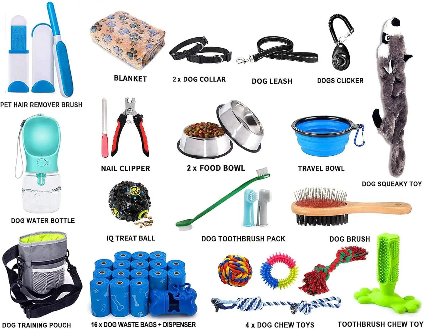 39-Piece Set of Puppy Essentials and Dog Stuffs and more