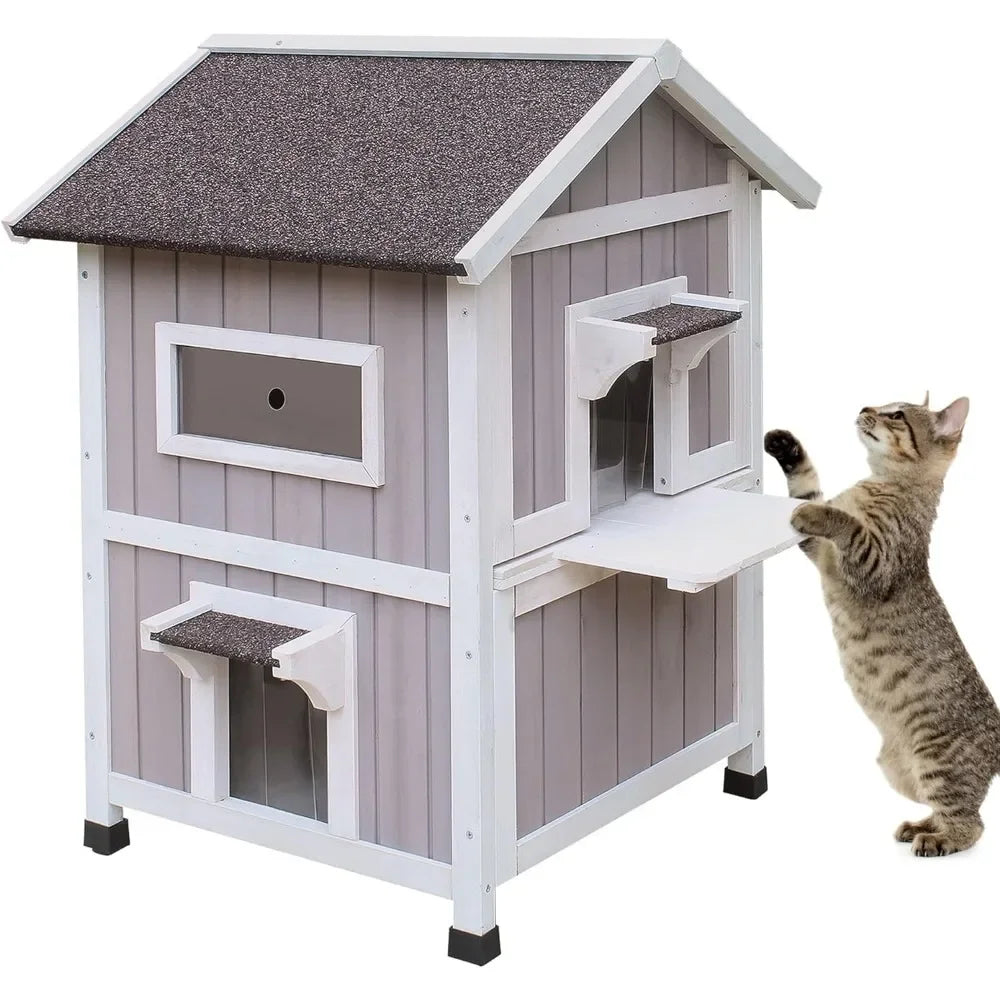 Weatherproof Outdoor Cat House - Bark & Meow Emporium