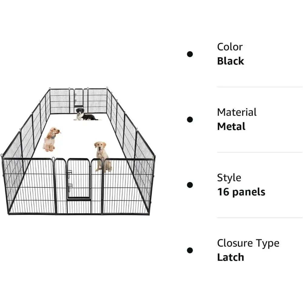 Dog Playpen Pet Dog Fence 40 Inch Height 16 Panels Metal - Bark & Meow Emporium