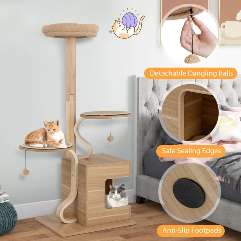 Sturdy Durable Construction Multi-layer Cat Tree Scratching  Tower with Condo Cushions - Bark & Meow Emporium