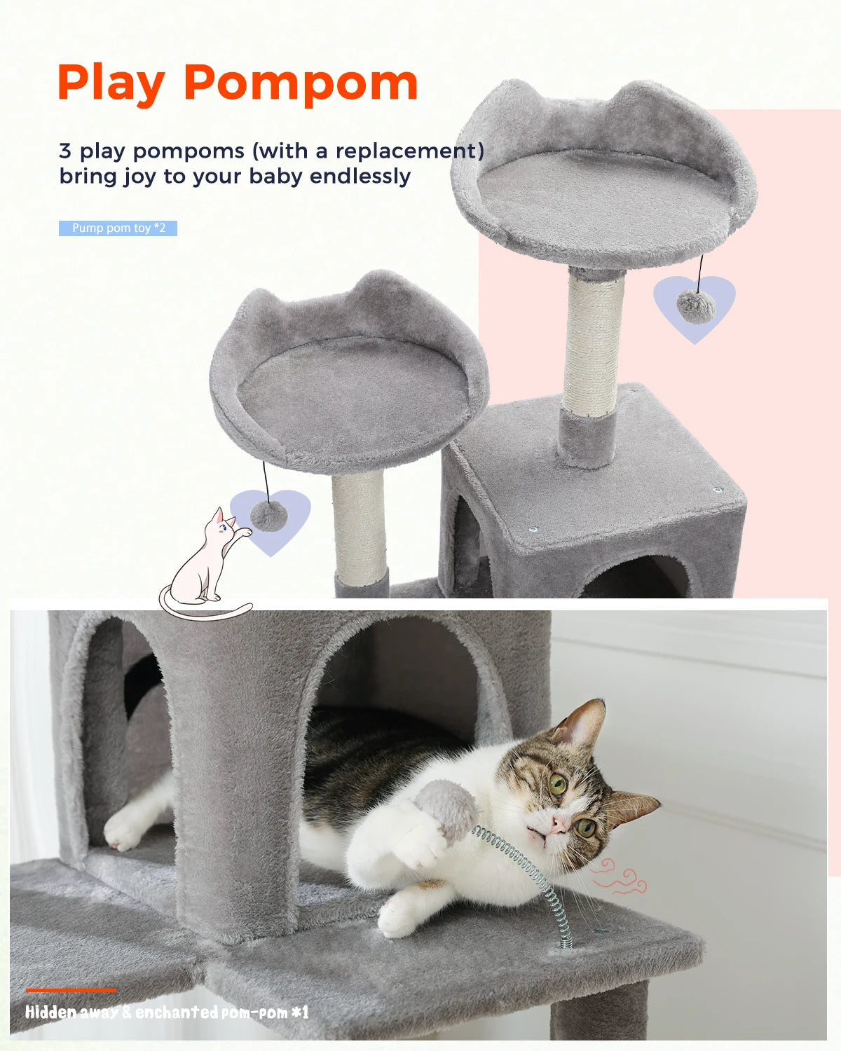 Multi-Level Cat Tree Tower Scratching Post for Indoor - Bark & Meow Emporium