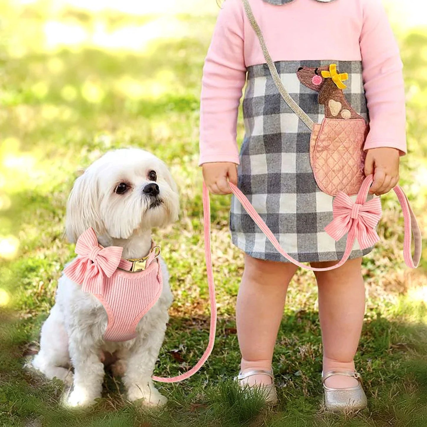 New Adorable Pink Bowtie Dog Collar Leash Set - Bark & Meow Emporium