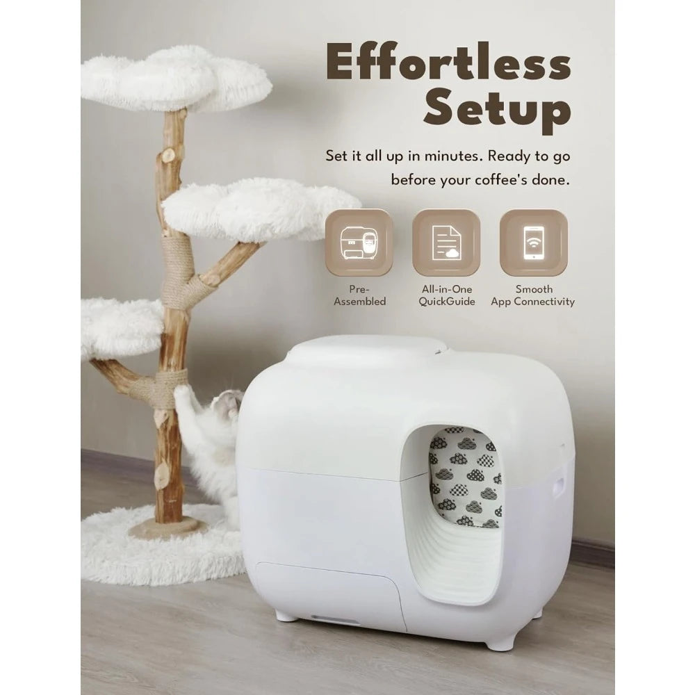 Cat Bedpans, Automatic Cat Litter Box, Less Smell, Minimal Tracking, Self Cleaning Cats Litter Box
