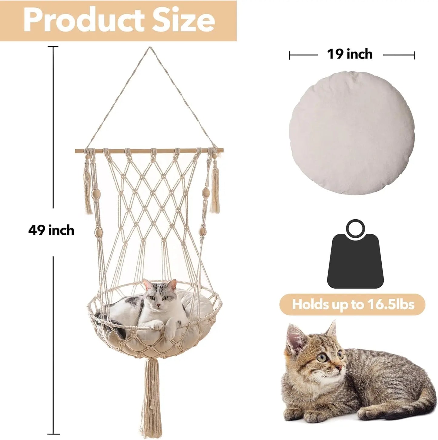 Hanging Cat Swing Hammock Bed - Bark & Meow Emporium