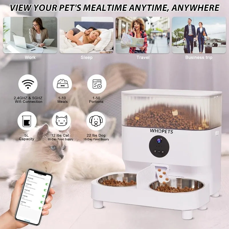 Automatic Cat Feeders 5G WiFi Cat Food Dispenser - Bark & Meow Emporium