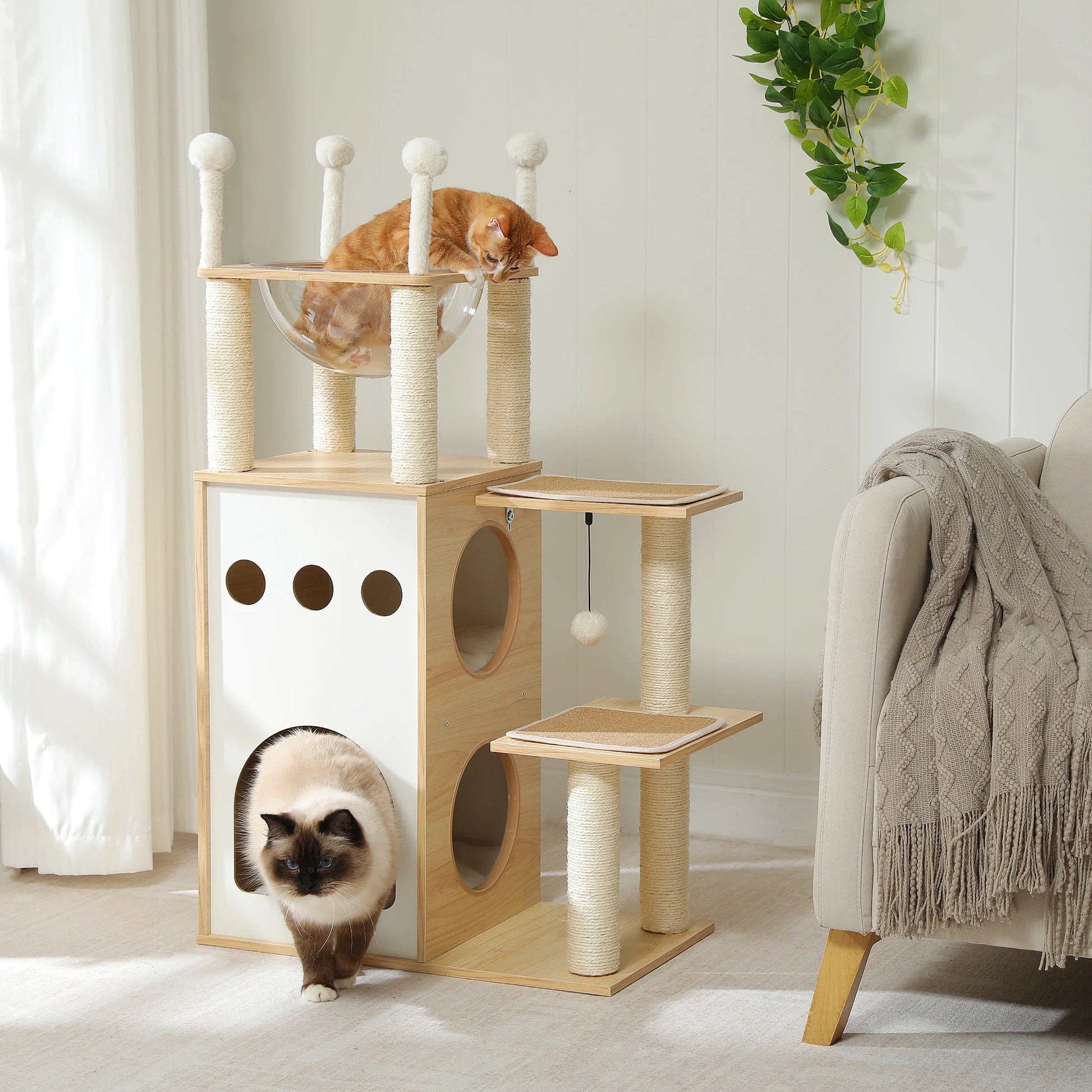 Modern Cat Tree Furniture with Cat Scratching Posts - Bark & Meow Emporium