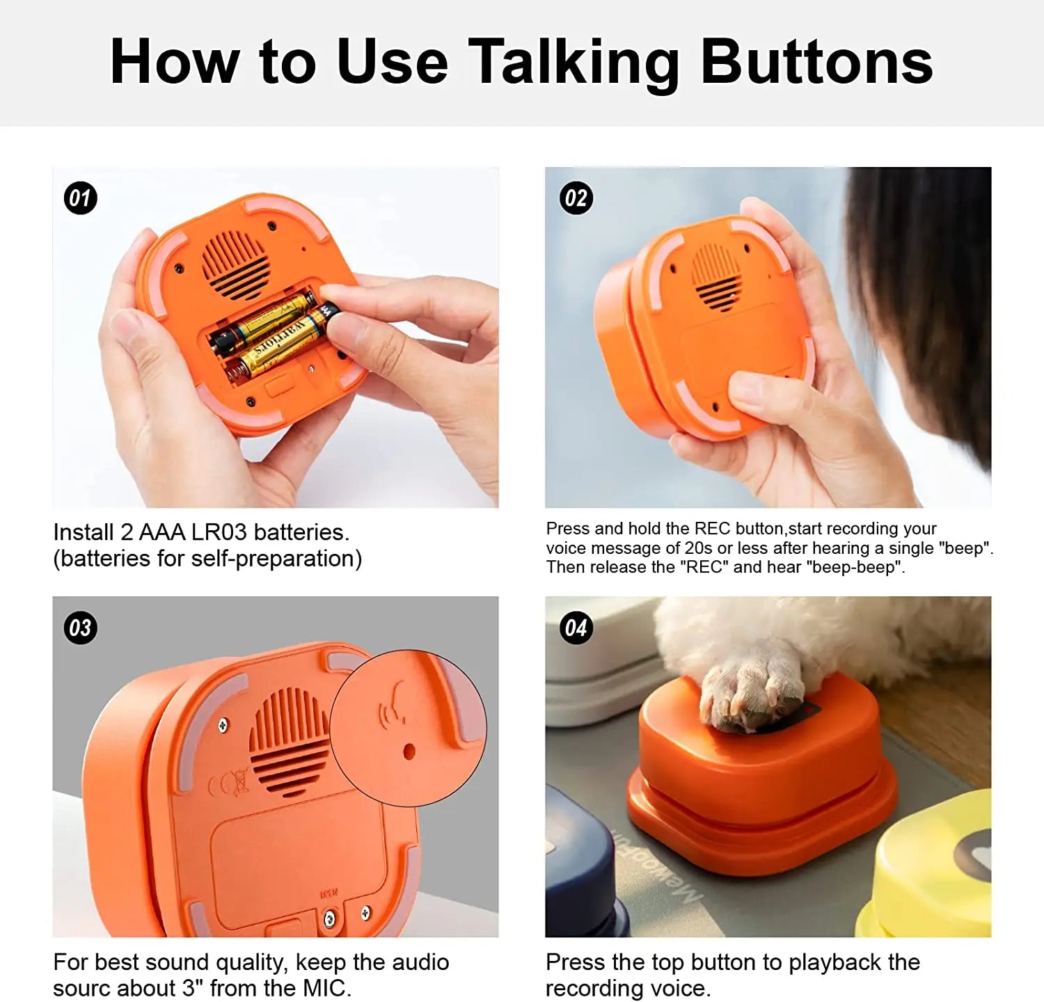 Button Record Talking Pet Communication Vocal Training Interactive Toy - Bark & Meow Emporium