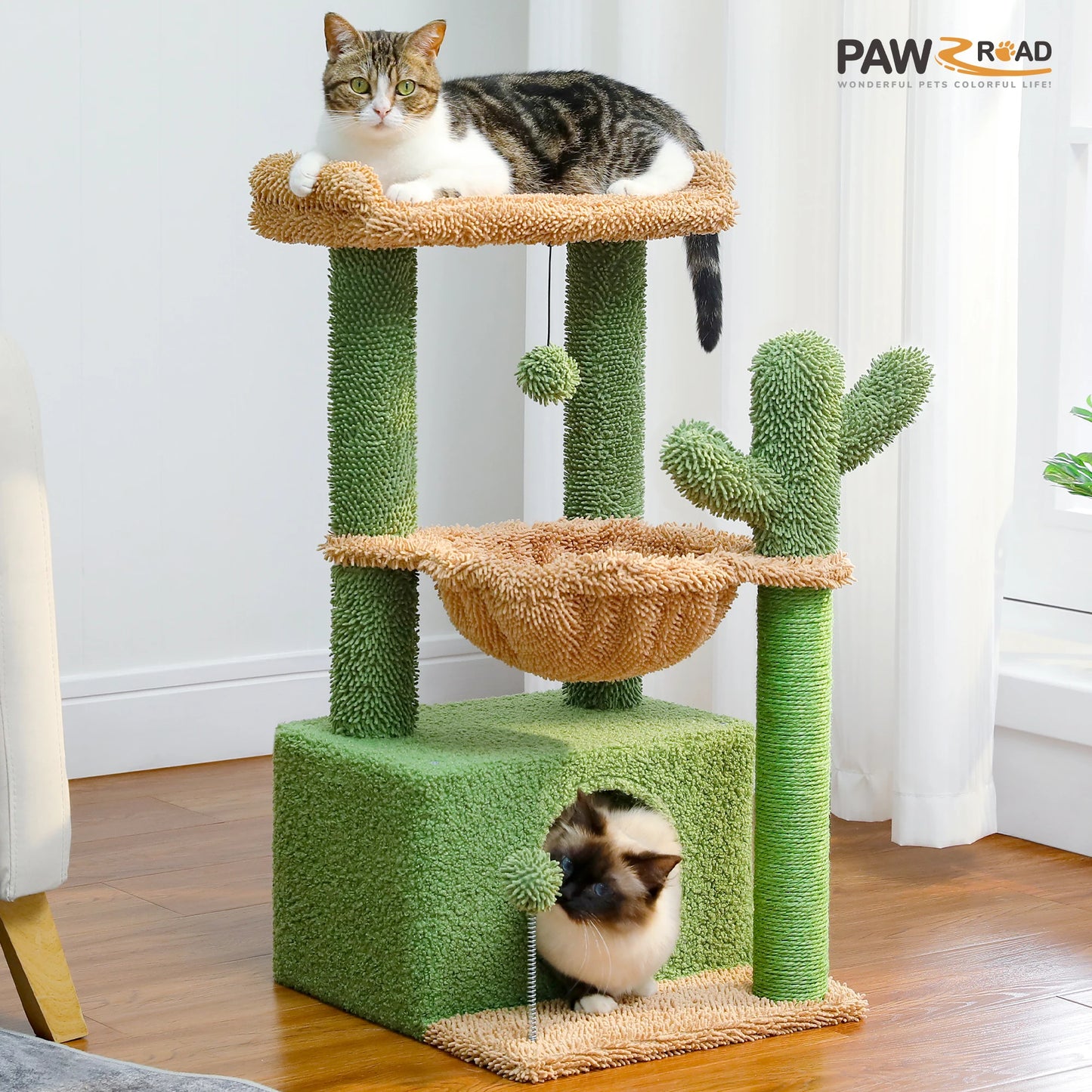 Cactus Cat Tree for Indoor with Scratching Posts & Pad - Bark & Meow Emporium